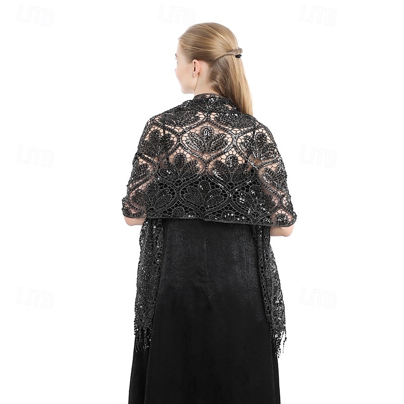 κομψή παγιέτα φούντα σάλι βραδινό φόρεμα cheongsam εξωτερικό σάλι νύφη παράνυμφος πούλιες σάλι 2025 - $22.99 –P6