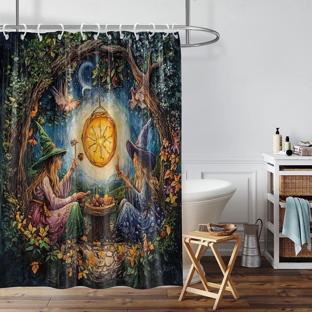 Halloween-Duschvorhang, moderner, maschinenwaschbarer, wasserdichter Polyesterstoff zur Badezimmerdekoration, Badewanne mit 12 Haken 2025 - $23.99 –P18
