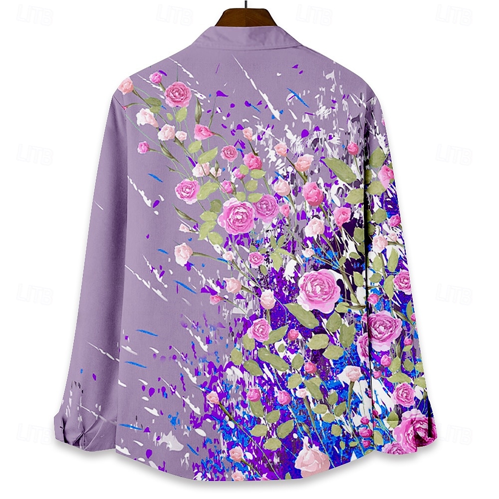 Per uomo Floreale Camicia da Spiaggia Camicia con Bottoni Manica Lunga Hawaiano Casual Vacanza Quotidiano Autunno Primavera & Estate Camicie con Colletto Stampa 3D Bianco Rosa Blu Viola Verde del 2026 a $26.99 –P6