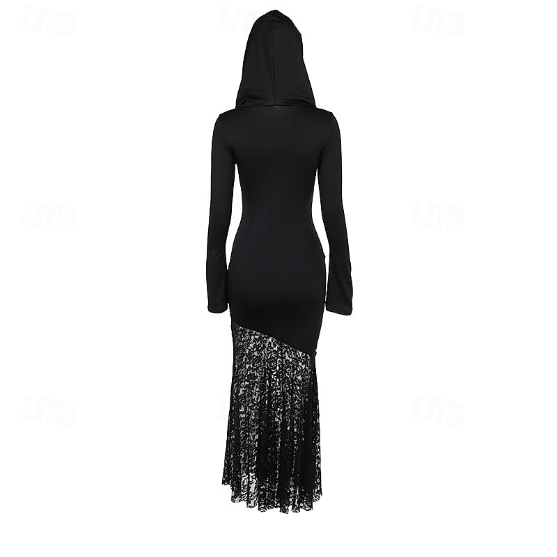 Punk & Gothic Cocktailkleid Vintage-Kleid Kleid Maskerade Gothic Mädchen Morticia Addams Kostüm Damen Maskerade Halloween Abschlussball Festival Erwachsene Kleid 2026 - $33.99 –P10