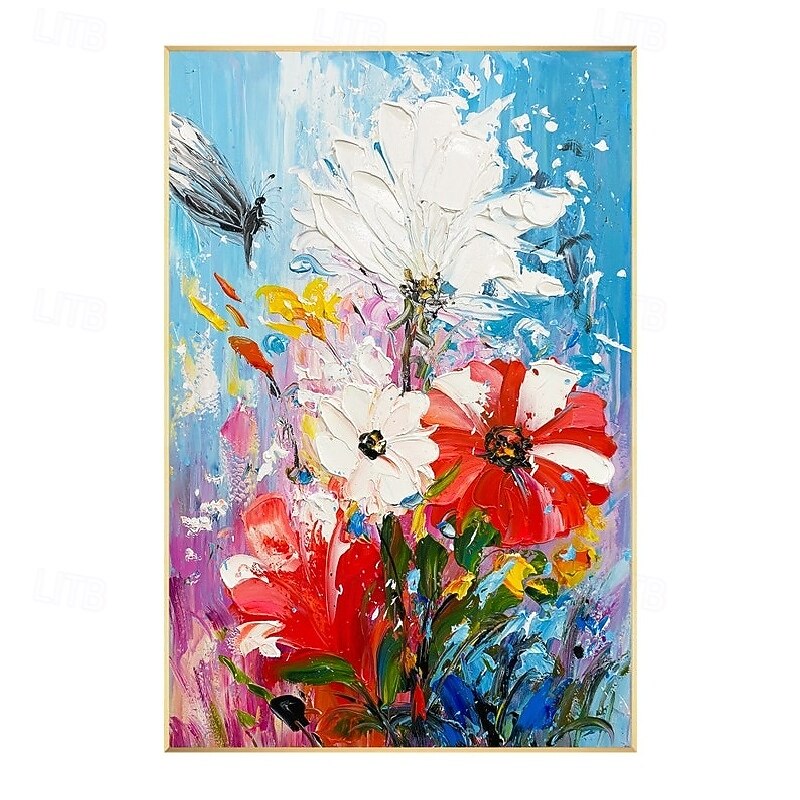 Handmade large 3D Flower Oil Painting On Canvas handpainted White ...