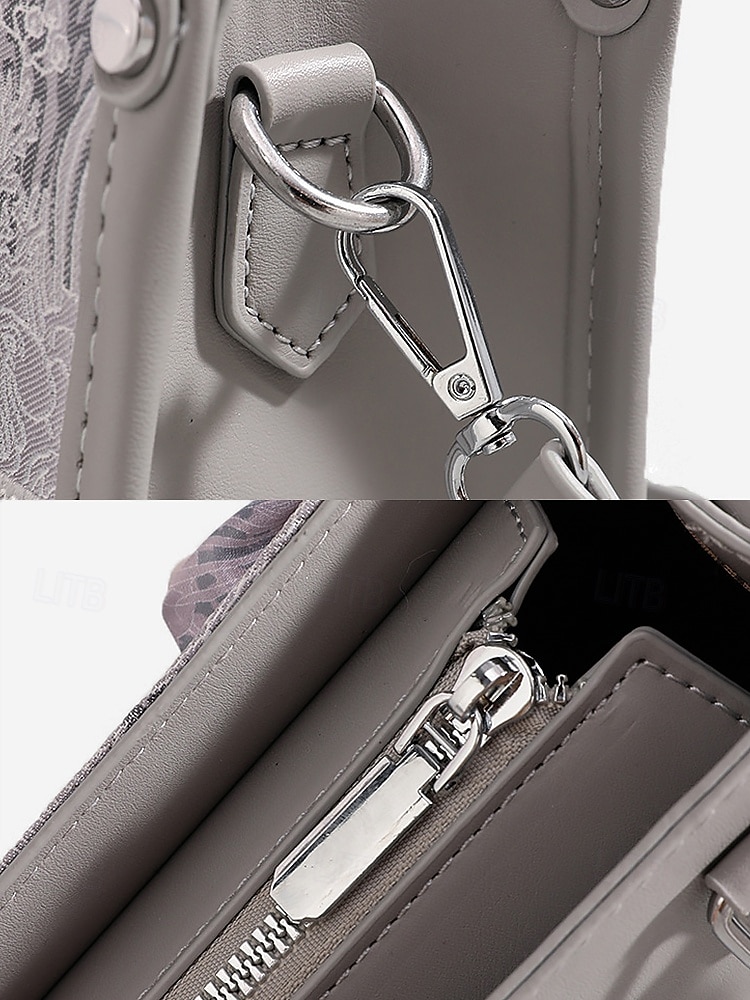 elegante borsa da donna in argento con stampa floreale in rilievo e fiocco oversize | borsa a tracolla versatile per eventi serali e uso quotidiano del 2025 a $26.99 –P3