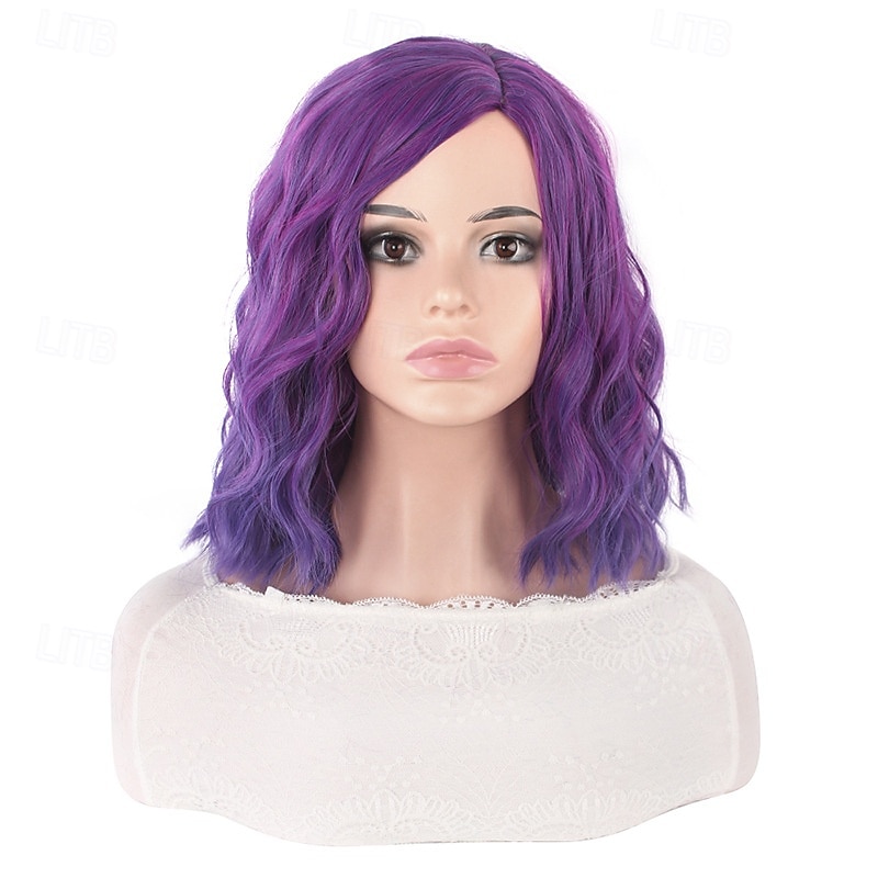 parrucche sintetiche corte da donna resistenti al calore capelli ricci parte centrale parrucca multicolore arcobaleno blu arancione sfumata del 2026 a $15.49 –P17