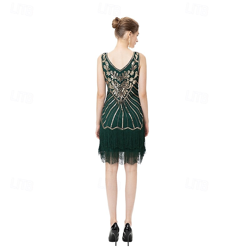 Retró Ordító 20-as évek 1920-as évek Flapper ruha Szerepjáték Jelmezek Felszerelések A nagy Gatsby Esküvői Vendég Flitter Rojt Női Karácsony Mindszentek napja Farsang Halloween Buli / Este Esküvői 2025 - $89.99 –P4