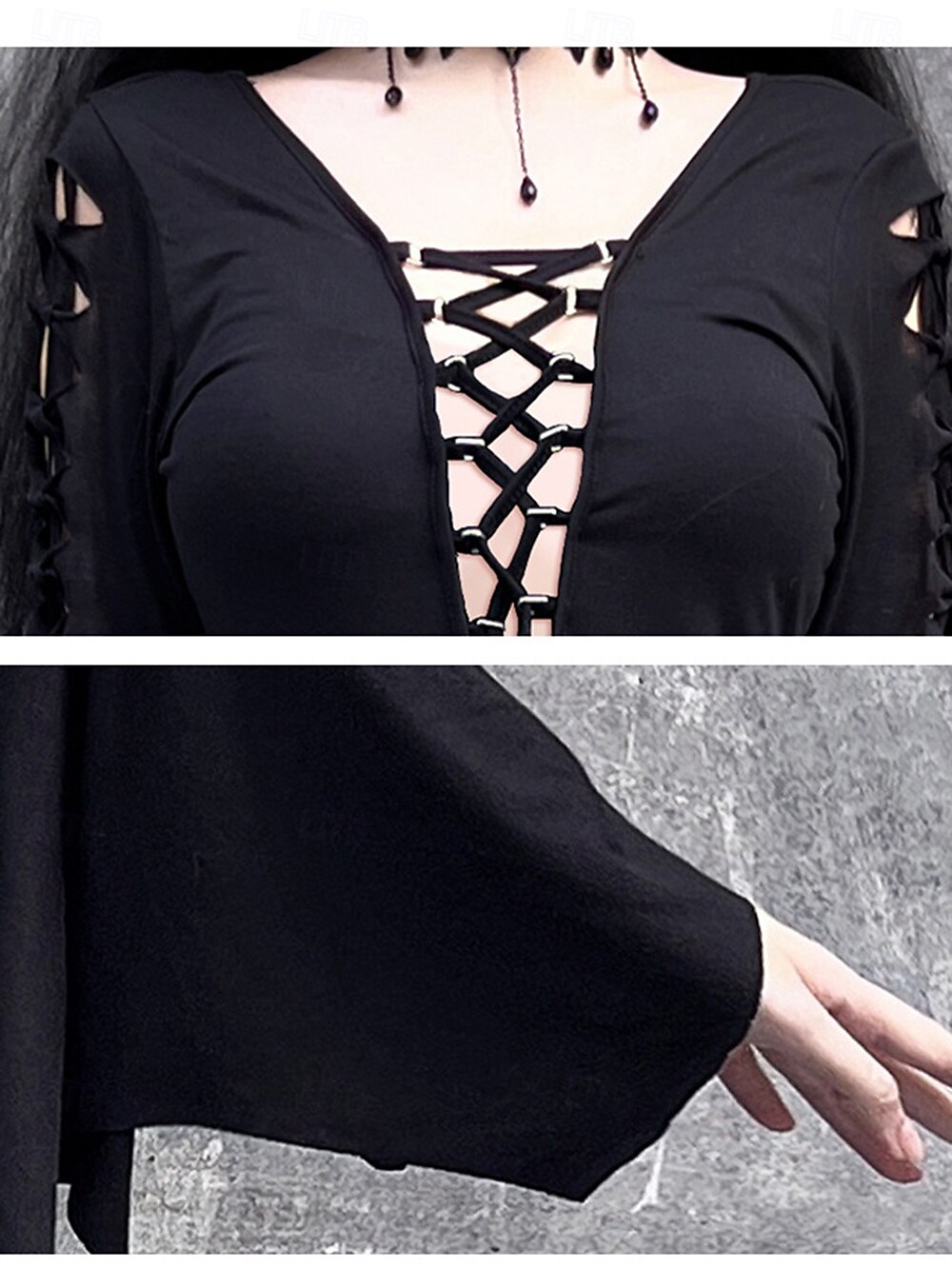 Punk a gotika Šaty Čerodějnice Morticia Addamsová Pevná barva Dámské Fantazie Valpuržina noc předvečer Všech svatých Karneval Večírek Dospělé Šaty 2025 - $40.99 –P11