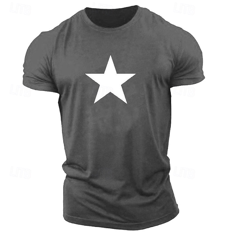 Herren Grafik T-Shirt Kurzarm mit weißem Sternenprint auf Grau 2026 - $17.49 –P4