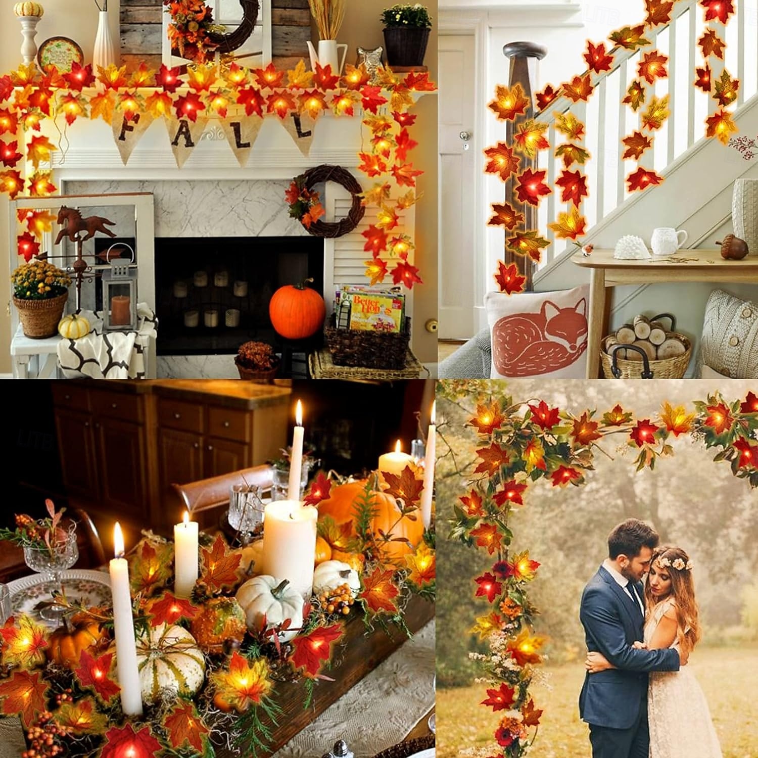 hálaadás juharlevél zsinór lámpák 10/20/40 led füzér lámpák akkumulátor / usb táplálás halloween karácsonyi esküvői buli ünnep kerti erkély dekoráció 2025 - $9.99 –P10