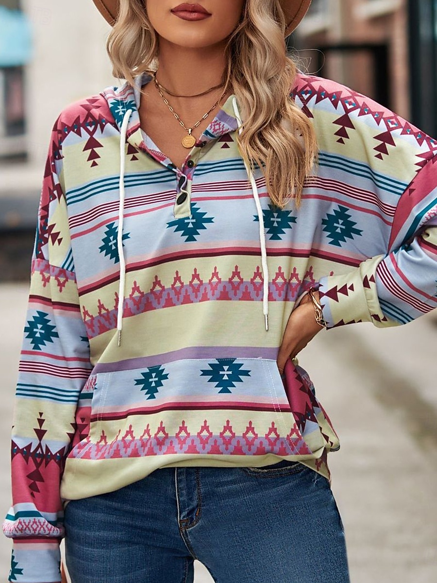 Femme Géométrique Décontractées manche longue Col Ras du Cou Quotidien Jaune Rose Claire Bleu Vert Automne Hiver de 2025 ? $38.99 –P2