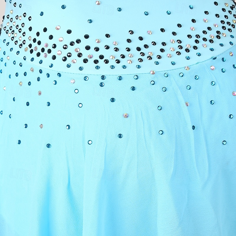 Kunstschaatsjurk Dames Voor meisjes Schaatsen Jurken Waterblauw Rood Zwart / blauw Lapwerk Open achterkant Netstof Spandex Hoge Elasticiteit Opleiding Oefenen Professioneel Kunstschaatskleding 2025 - $169.99 –P14