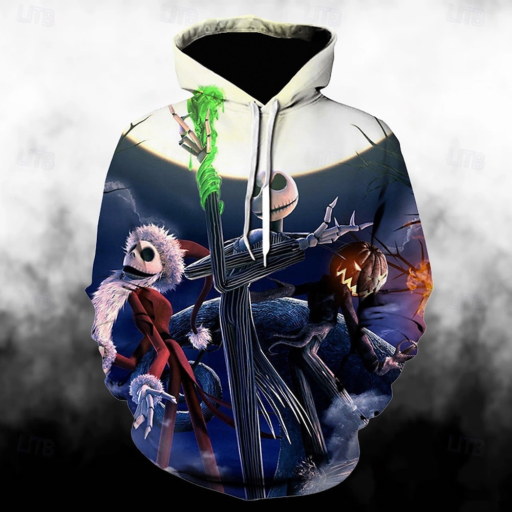 Víspera de Todos los Santos Salida Jack Skellington Esqueleto Sudadera Pullover Sudadera con capucha navideña divertida Estampado 3D Bolsillo delantero Gráfico Para Pareja Hombre Mujer Adulto Víspera 2025 - $35.99 –P3
