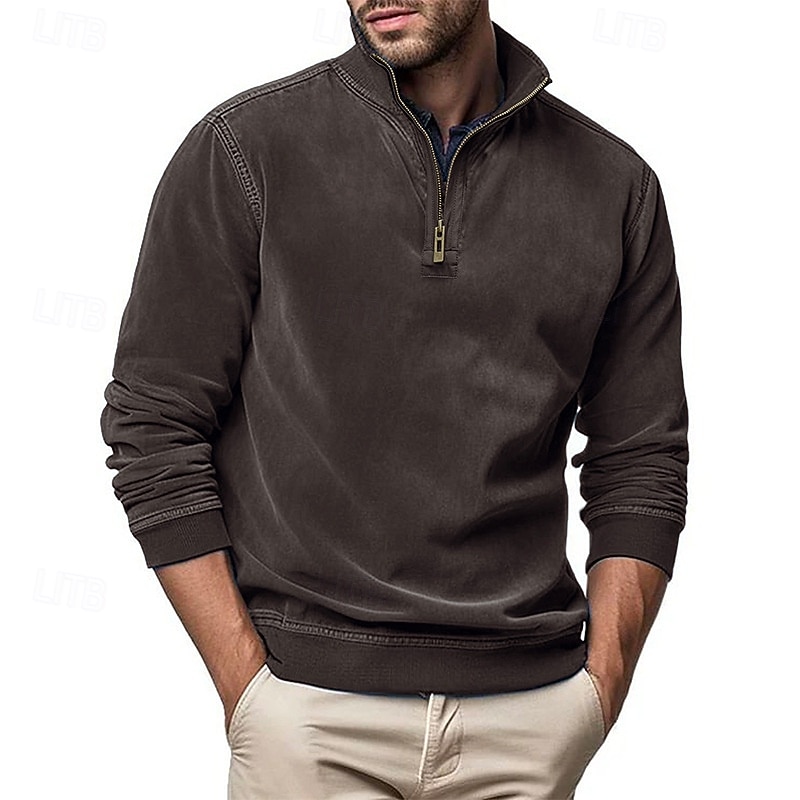 Men's Sweatshirt Quarter Zip Sweatshirt Black Army Green Royal Blue Brown Khaki Half Zip Plain Half Zip Sports & Outdoor Daily Holiday Polyester Streetwear Basic Casual Fall & Winter Clothing Apparel 2026 - $42.99 –P7