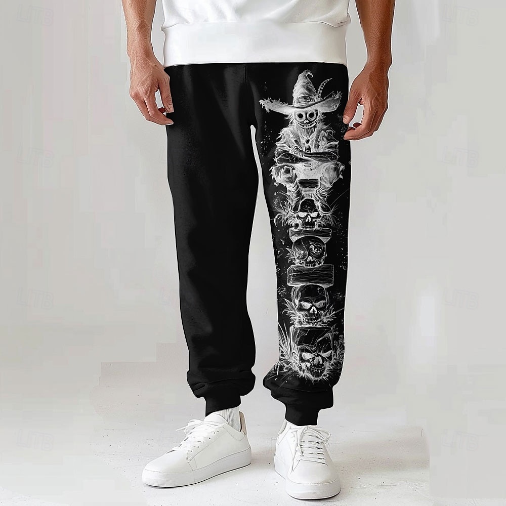 Homme Joggings Pantalon Jogging Impression 3D Crânes Toute la longueur Soirée du quotidien Décontractées Noir Blanche Micro-élastique de 2025 ? $27.99 –P4