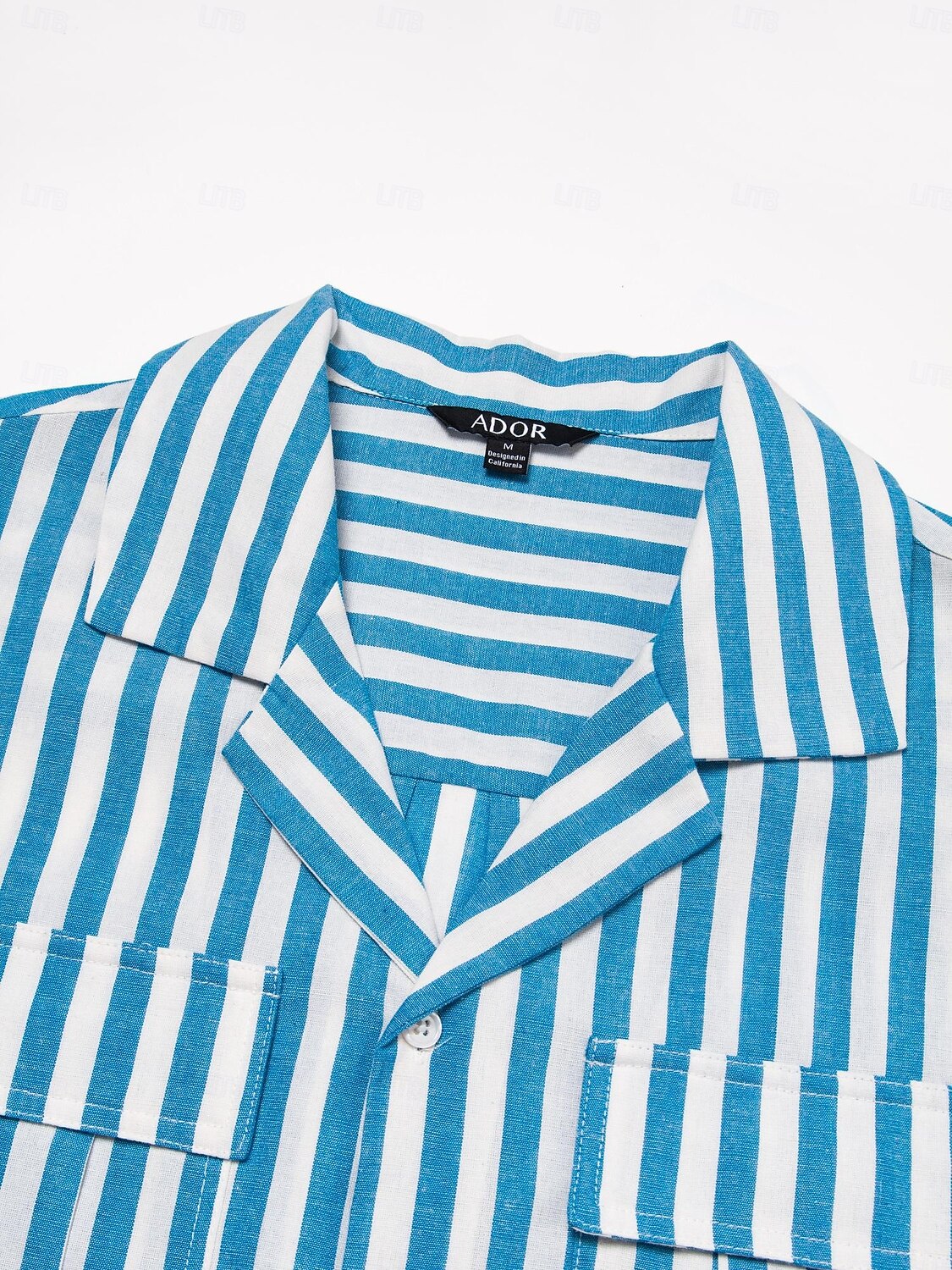 Per uomo Camicia camicia di lino Camicia estiva Camicia da spiaggia Camicia hawaiana A strisce Da mare Strada Blu Manica corta Con colletto Primavera estate Abbigliamento Tasche del 2025 a $22.99 –P3