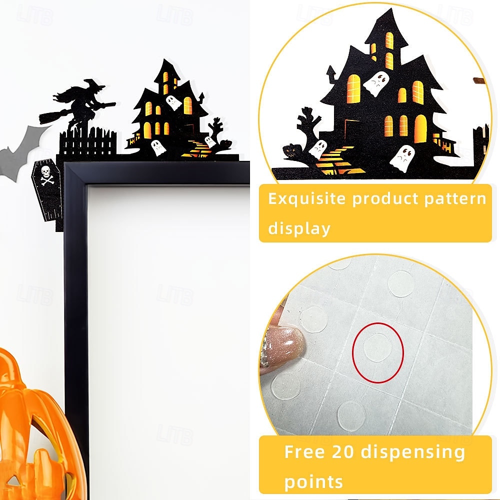 halloween ajtókeret matricák - kísérteties bel- és kültéri dekorációk, beleértve a várat, a pókhálót és a sarokajtótáblákat, tökéletesek a kísértetház és a parti hangulathoz 2025 - $7.99 –P13