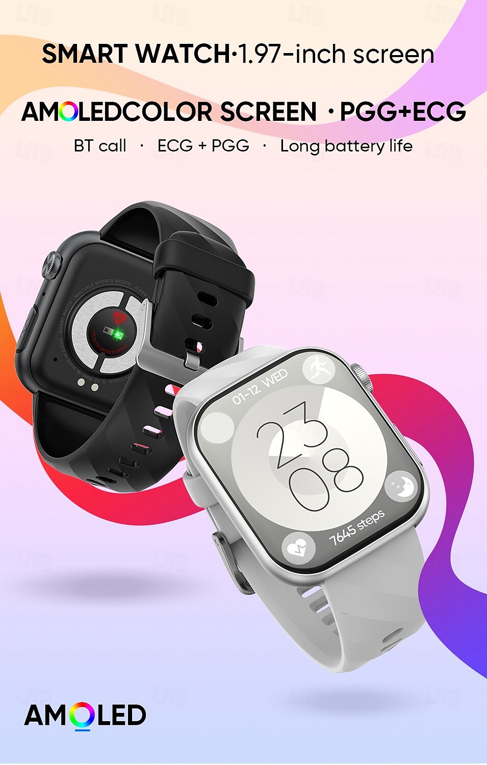 696 MT500 Умные часы 1.97 дюймовый Умный браслет Bluetooth ЭКГ + PPG Контроль температуры Педометр Совместим с Android iOS Мужчины Хендс-фри звонки Напоминание о сообщении Контроль камеры IP 67 2025 - $68.99 –P1