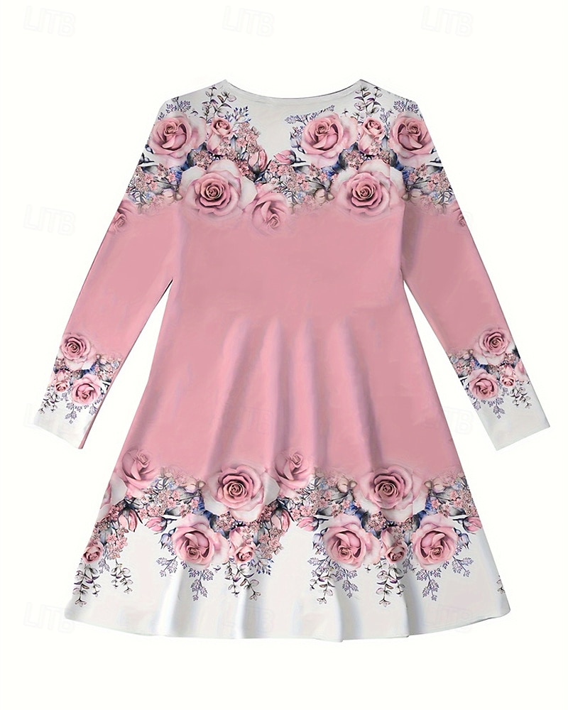 Easter Girls' 3D Floral Graphic Dress Long Sleeve Summer Spring Vacation Daily Holiday Princess Beautiful Sweet Kids 4-12 Years Casual Dress A Line Dress Knee-length Regular Fit 2026 - $16.99 –P9