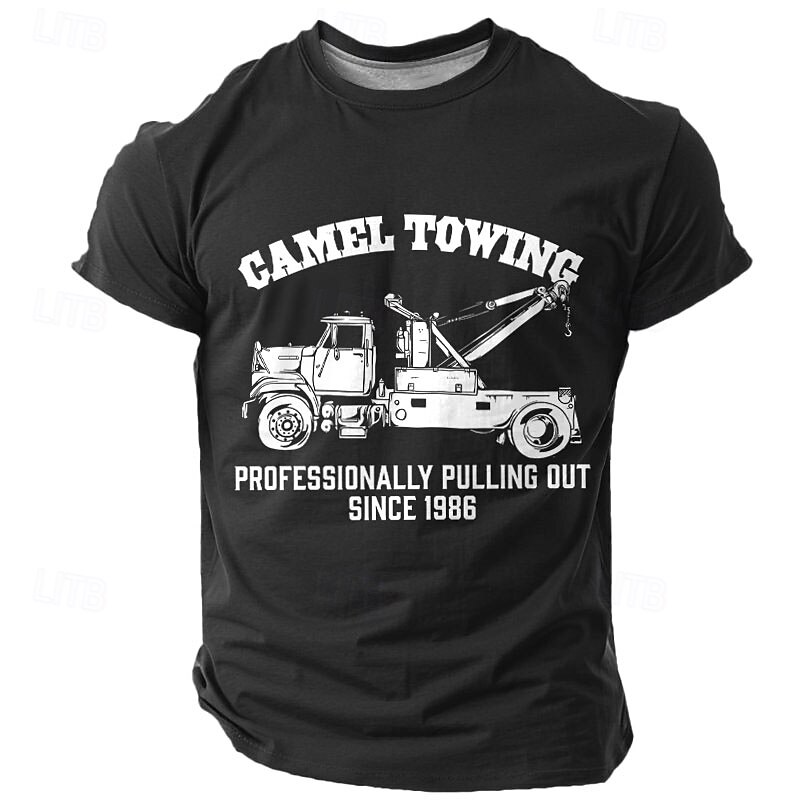 T-Shirt Umoristica da Uomo per Carro Attrezzi - 'Camel Towing Professionally Pulling Out Dal 1986' Maglietta Grafica del 2026 a $17.49 –P1