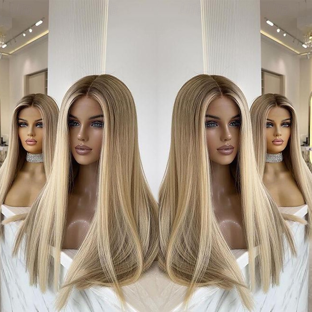 Remy mensenhaar 4x13 Sluiting Pruik Middelste stuk Braziliaans haar Zijde Recht Meerkleurig Pruik 130% 150% Haardichtheid met babyhaar Haar met highlights / balayage Natuurlijke haarlijn 100% Maagd 2025 - $218.19 –P3