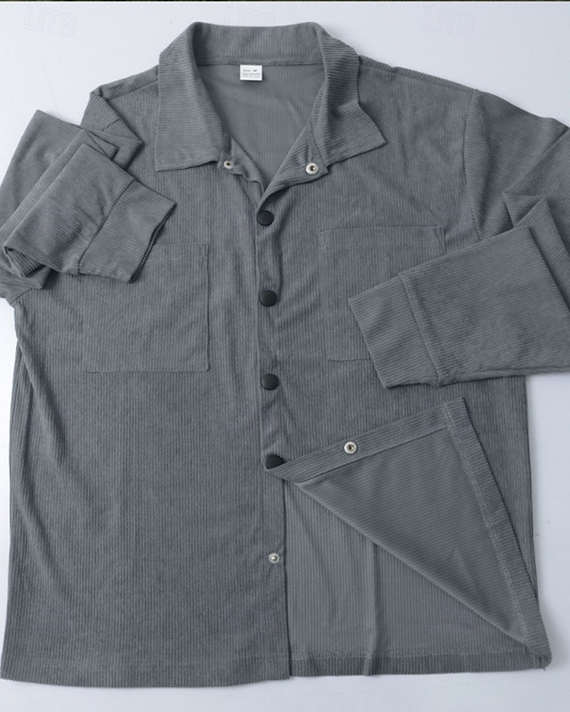 Herre Lett jakke Trucker jakke Shacket Daglig Feriereise Lomme Vår & Vinter عادي Mote Klassisk Knaphul Normal Svart Grønn Grå Jakker 2025 - $27.99 –P11
