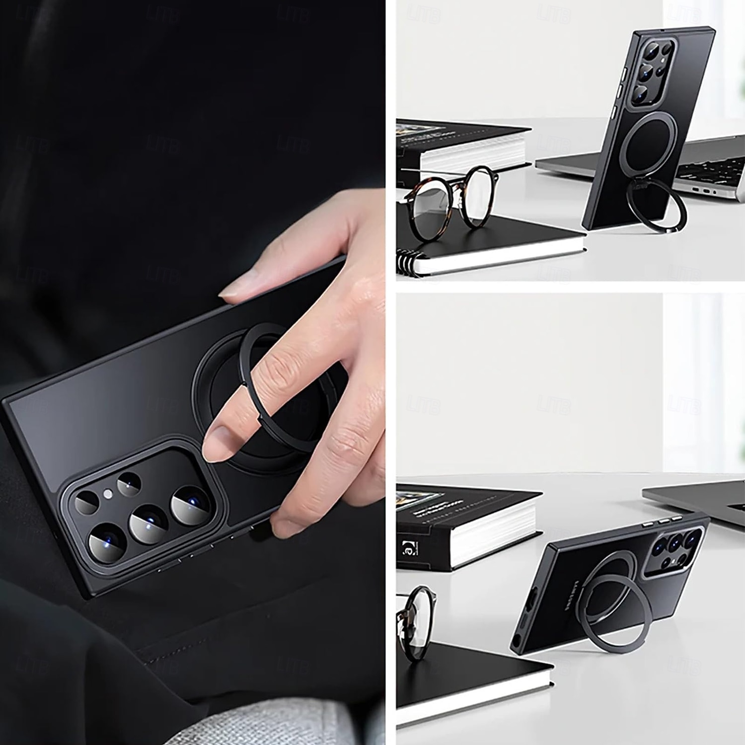 Phone Case For Samsung Galaxy S24 S23 Ultra Plus S23 S25 Ultra Magnetic Adsorption With Magsafe with Stand Holder Magnetic Full Body Protective TPU 2025 - $27.99 –P6