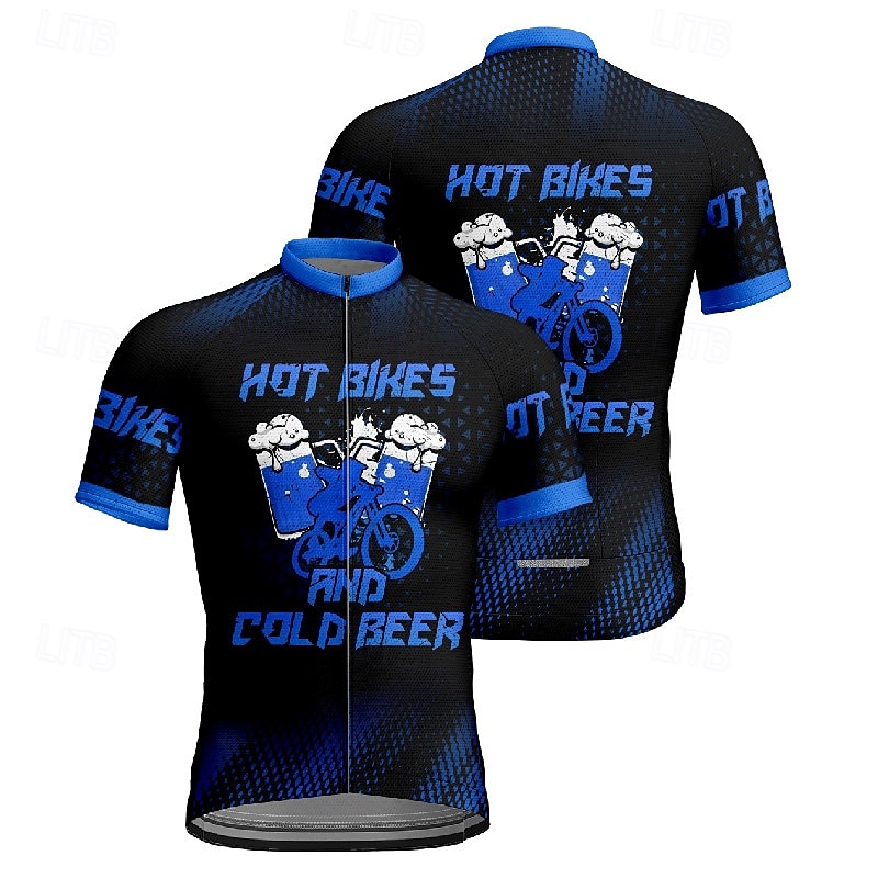 Men's Cycling Jersey Letter & Number Beer Short Sleeve Bike Tee Tshirt Jersey with 3 Rear Pockets Mountain Bike MTB Quick Dry Anatomic Design Wicking Breathable Sports Yellow Red Blue Clothing Apparel 2026 - $30.99 –P20