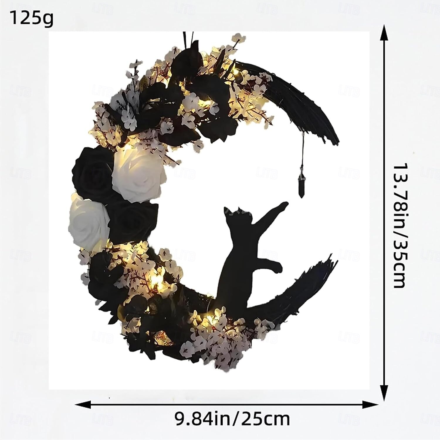 guirlanda de gato criativa luz noturna led - decoração de gato de lua de halloween para pendurar em casa e exibição de janela, presente perfeito para amantes de gatos de 2025 por $20.99 –P2