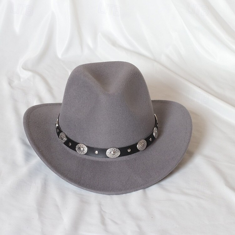 jednolity kolor unisex kowbojski kapelusz punkowy western z dzianinowym filcem 2025 - $18.49 –P16