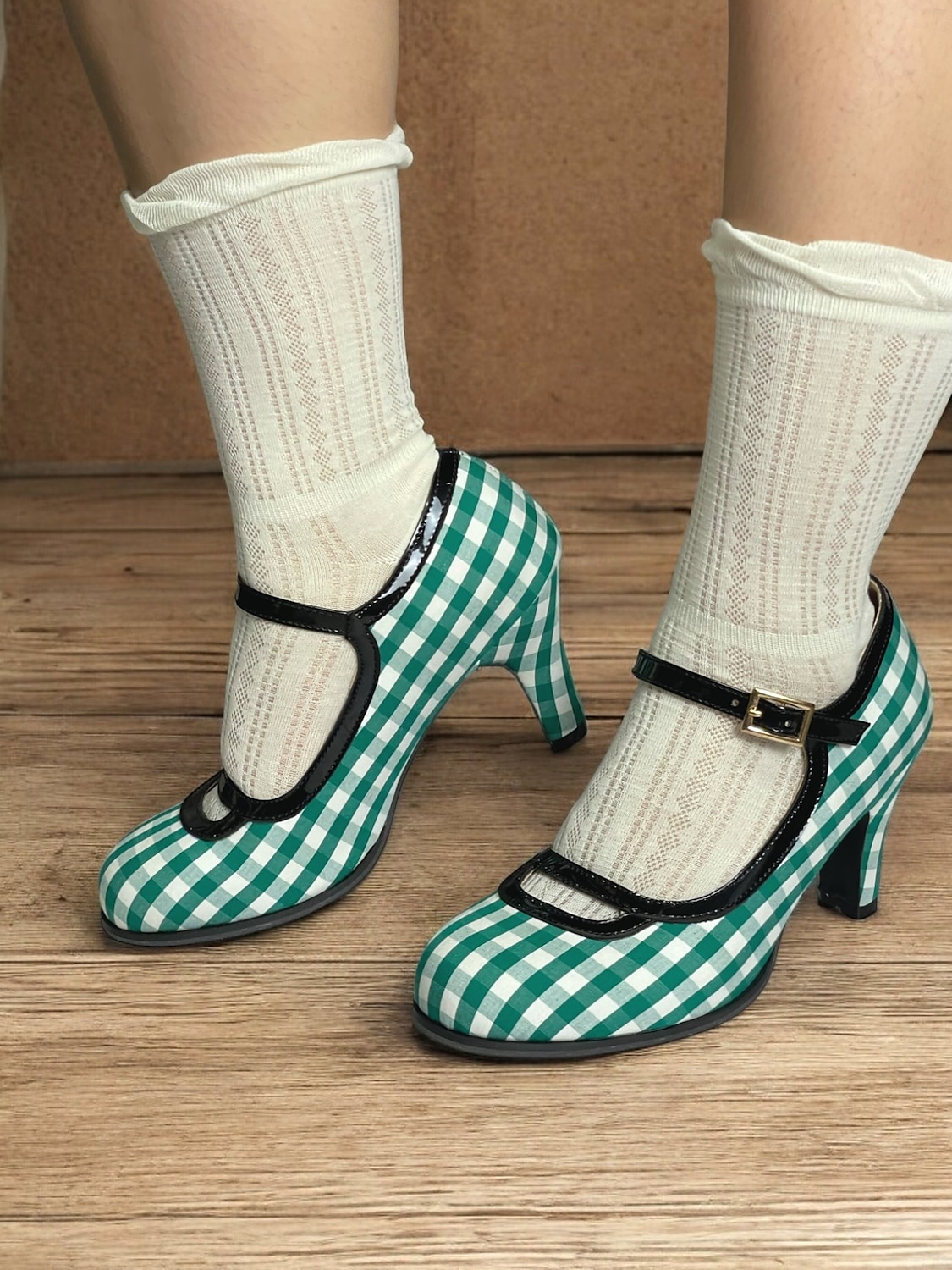 Dámské Podpatky Retro Mary-jane Práce Denní Pléd Barevné bloky Přezky Vysoký úzký Oblá špička Elegantní Vinobraní PU Látka Spona Černobílá bílá a zelená Červená 2025 - $54.99 –P2