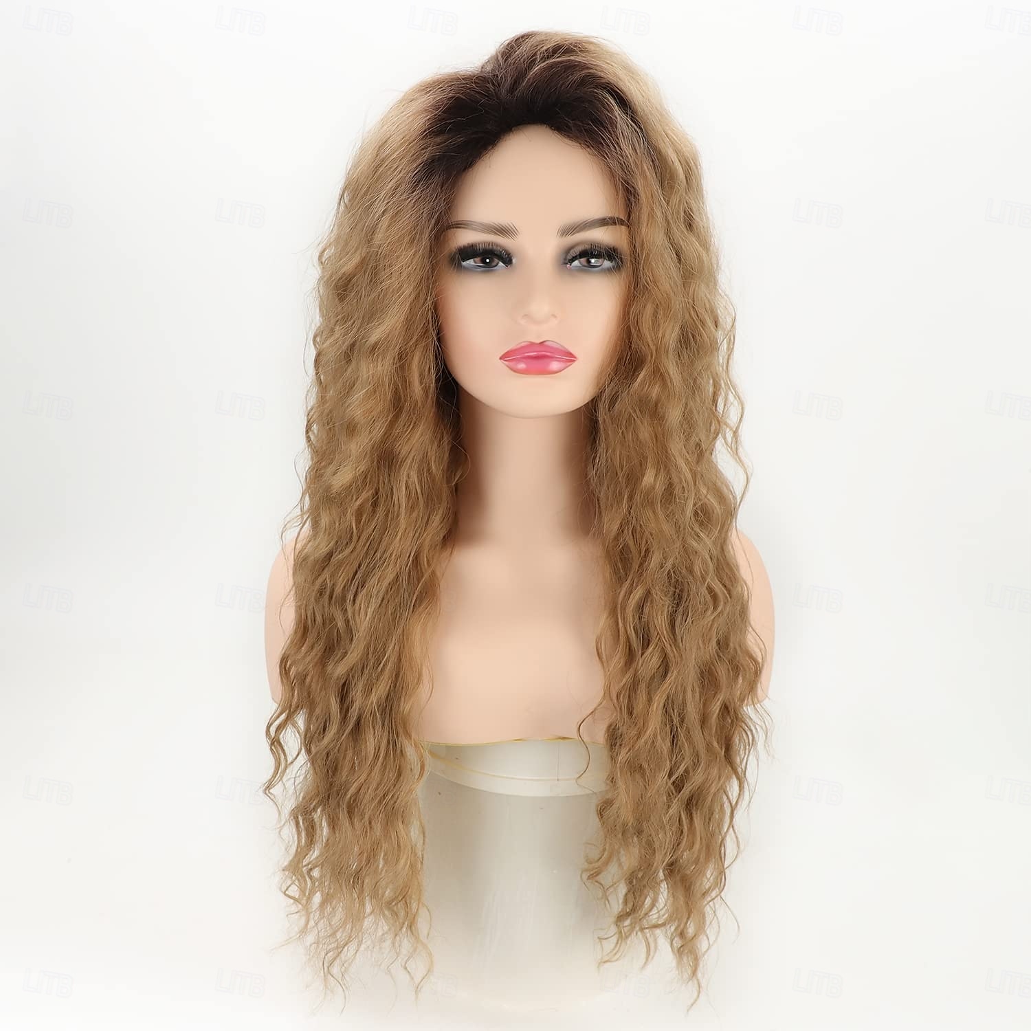 perruque longue bouclée ondulée pour femme marron avec reflets perruque bouclée cheveux ondulés lâches perruque synthétique sans colle résistante à la chaleur pour une utilisation quotidienne en de 2025 ? $20.99 –P5