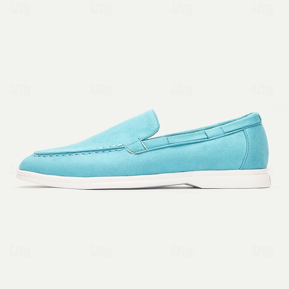 Men's Light Blue Suede Loafers with Comfortable White Sole - Perfect for Casual and Summer Wear 2025 - $42.99 –P1
