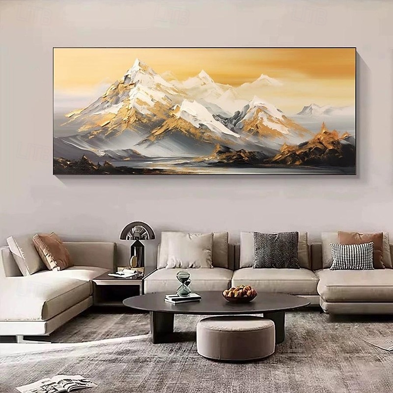 Pintura a óleo sobre tela pintada à mão montanha dourada pinturas de paisagens sala de estar grande arte de parede pintura personalizada decoração de casa sem moldura de 2026 por $101.99 –P8
