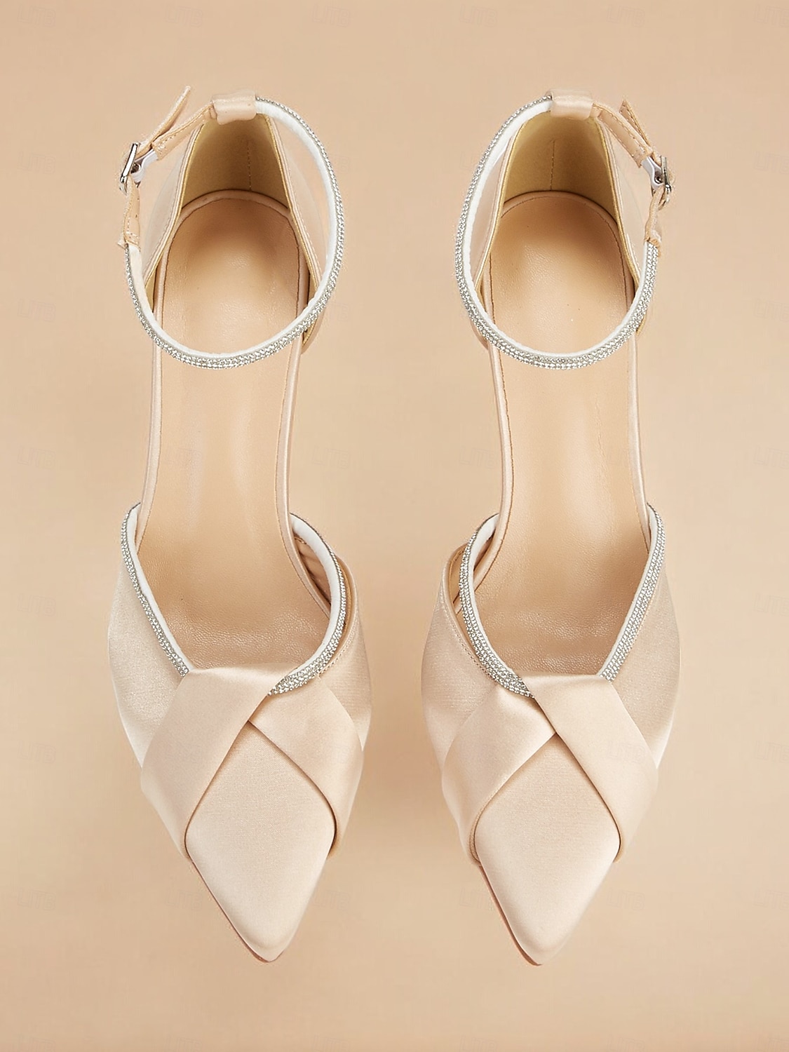 scarpe con cinturino alla caviglia in raso champagne con tacco a blocco e dettagli in strass – eleganti tacchi da sposa e da sera da donna del 2025 a $54.99 –P9