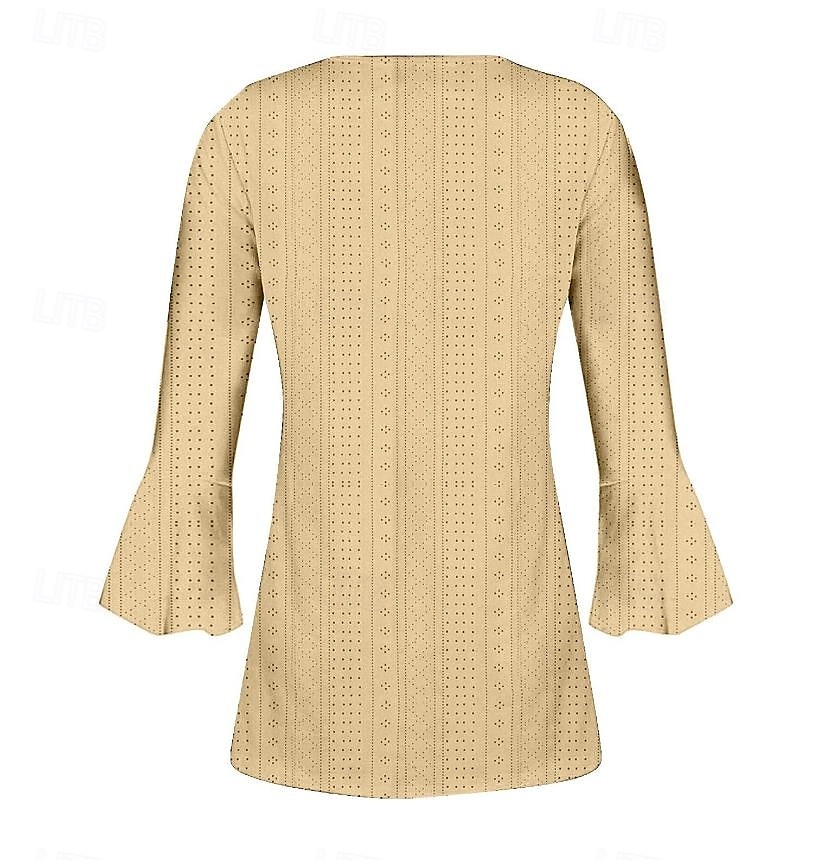 chemisier femme élégant moderne manches 3/4 hauts réguliers col en V travail quotidien jaune bleu violet vert printemps automne de 2025 ? $23.99 –P2