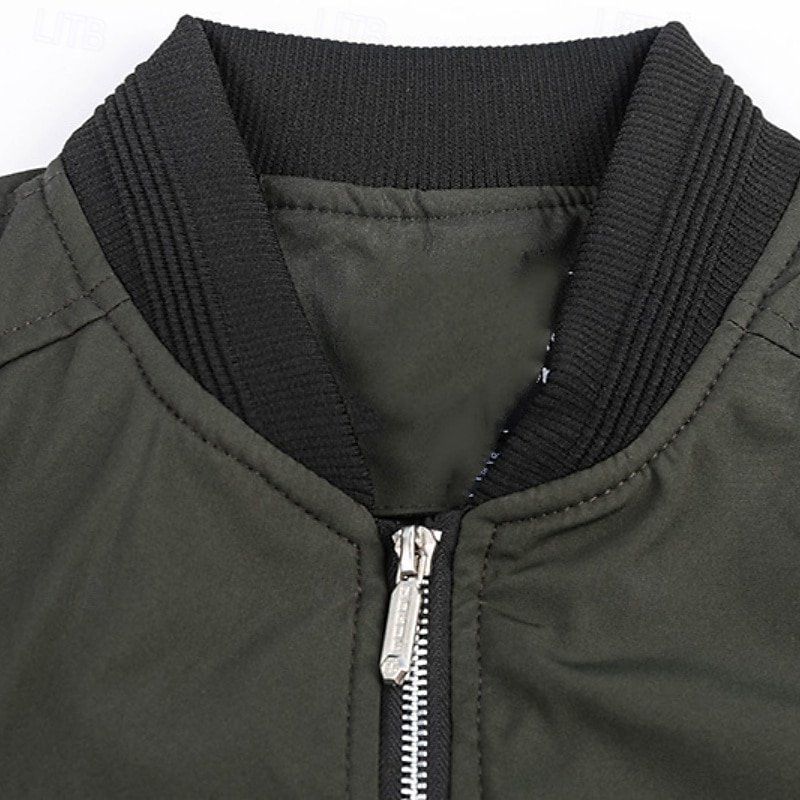 Herren Leichte Jacke Bomberjacke Sport Jacke Outdoor Sport warm halten Tasche Herbst Winter Glatt Modisch Strassenmode Ständer Standard Schwarz Burgunderrot Marineblau Khaki Armeegrün Jacken 2026 - $35.99 –P3