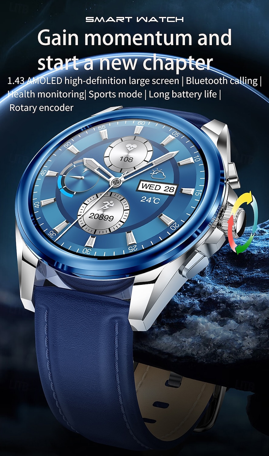 iMosi KC83 Smart Watch 1.43 inch Smartwatch Fitness Running Watch Bluetooth Pedometer Call Reminder Activity Tracker Compatible with Android iOS Women Men Hands-Free Calls Waterproof Media Control IP 2025 - $68.99 –P1