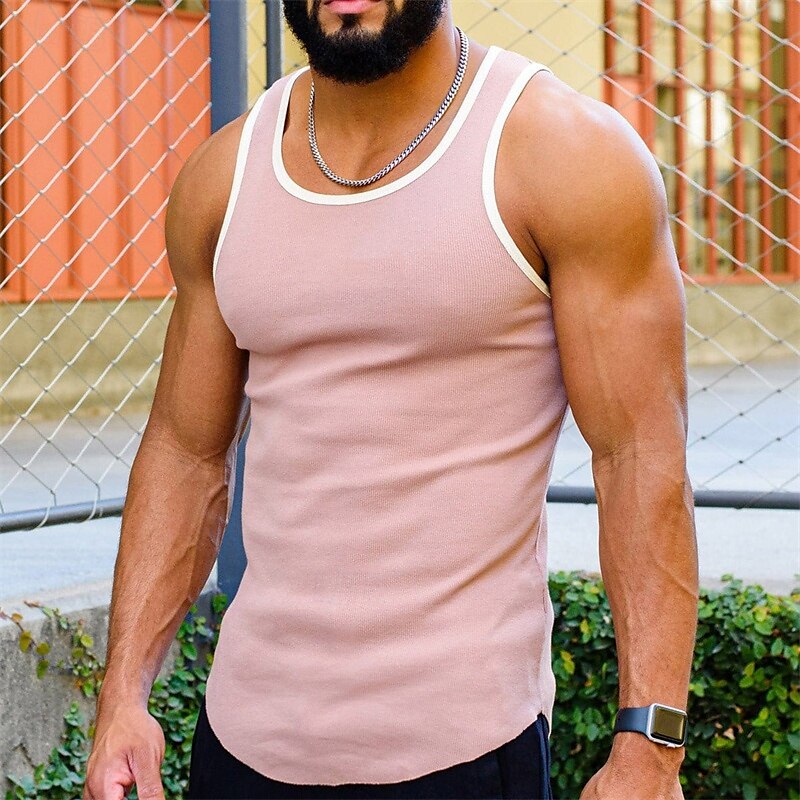 Men's Workout Tank Top Running Tank Top Gym Tank Top Patchwork Sleeveless Vest / Gilet Casual Athleisure Breathable Quick Dry Soft Gym Workout Running Walking Sportswear Activewear Color Block Black 2025 - $16.49 –P4
