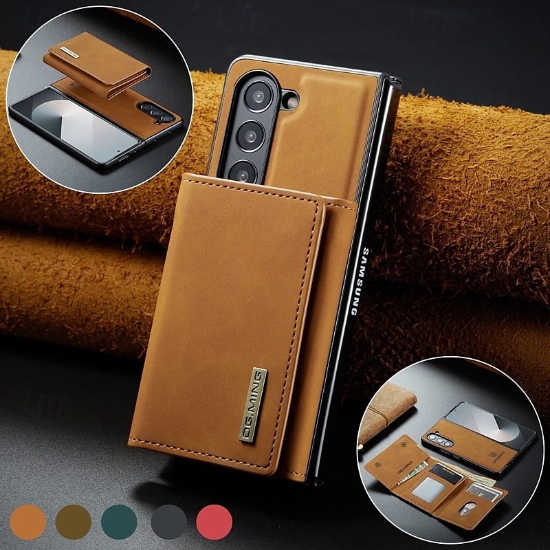Phone Case For Samsung Galaxy Z Fold 7 Z Fold 6 Z Fold 5 Z Fold 4 Z Fold 3 Back Cover with Stand Holder Magnetic Card Slot Retro TPU PC PU Leather 2025 - $23.99 –P14