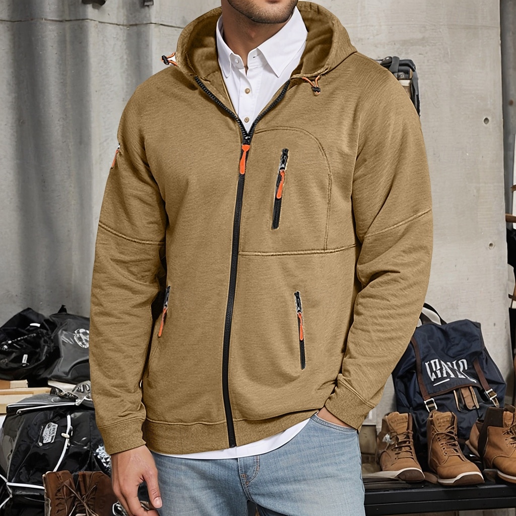 Men's Hoodie Full Zip Hoodie Fleece Hoodie Tactical Black White Wine Navy Blue Royal Blue Hooded Plain Zipper Pocket Sports & Outdoor Daily Holiday Polyester Streetwear Cool Casual Spring & Fall 2025 - $26.99 –P8