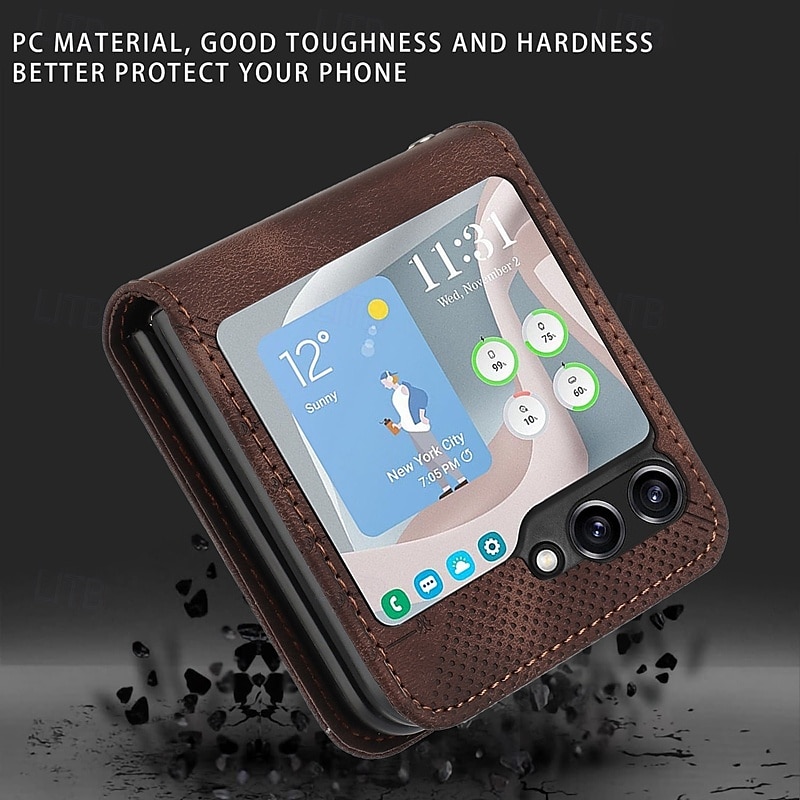 2025年 電話 ケース 用途 サムスンのギャラクシー Zフリップ6 Z Flip 5 Z Flip 4 Z Flip 3 フリップカバー 耐衝撃 幾何学模様 PC PUレザー コレクション – $17.99 –P13