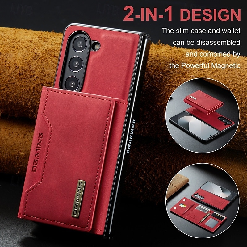 Phone Case For Samsung Galaxy Z Fold 7 Z Fold 6 Z Fold 5 Z Fold 4 Z Fold 3 Back Cover with Stand Holder Detachable Magnetic Retro TPU PC PU Leather 2026 - $21.99 –P2