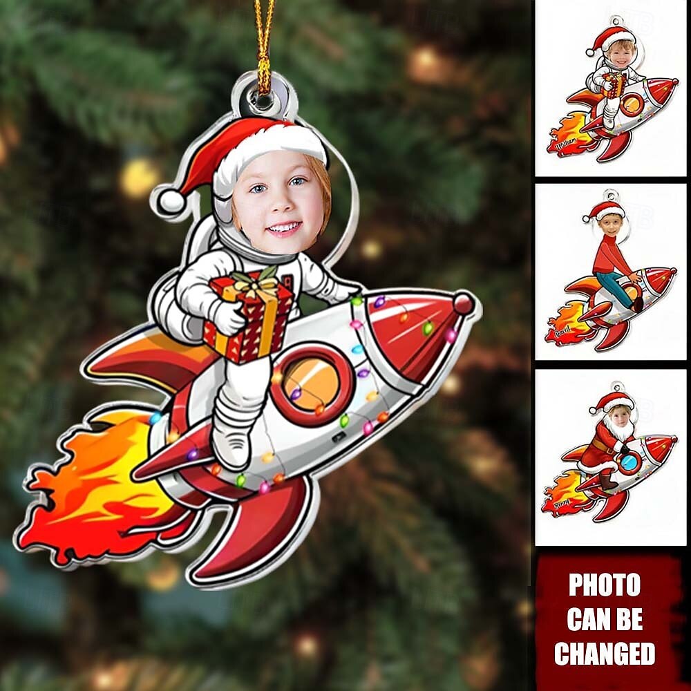 Ornements de Noël photo personnalisés en acrylique 2D ornements de sapin de Noël en forme de visage de bébé décoration de Noël pendentif suspendu cadeaux de 2025 ? $12.99 –P4