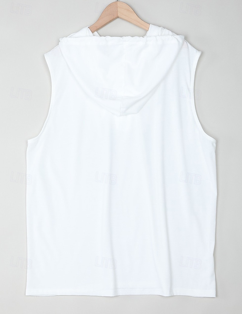 Herre Singleter Vest topp Underskjorte Ermeløs skjorte Ermeløs Med hette Sommer عادي Mote Designer Muskel utendørs Ut på byen Treningssenter Svart Hvit Kakifarget Topp T-skjorte for menn 2025 - $17.99 –P4