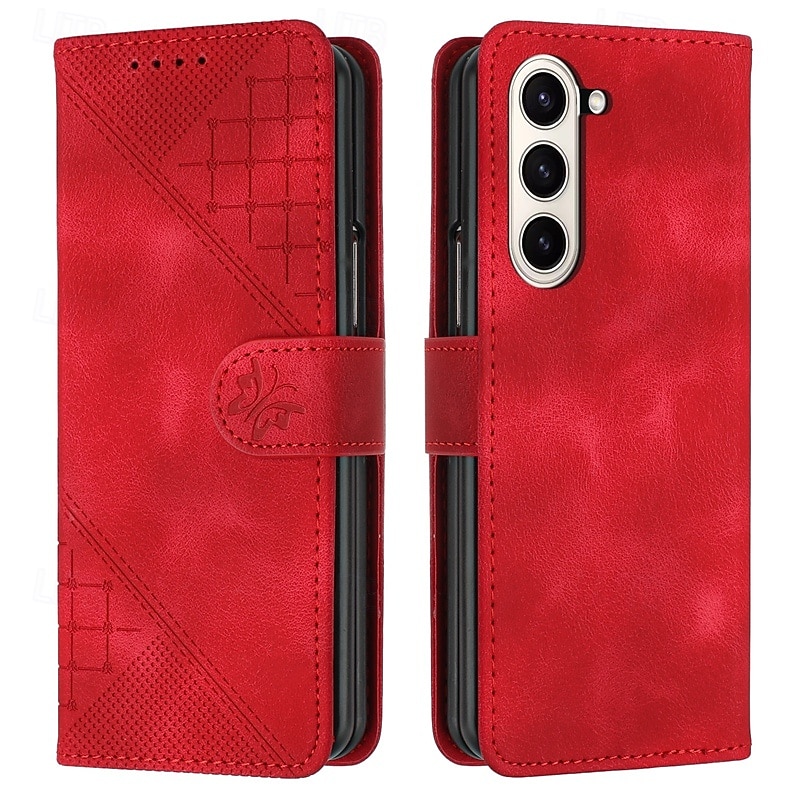 Phone Case For Samsung Galaxy Z Fold 6 Z Fold 5 Z Fold 4 Z Fold 3 Flip Cover Magnetic with Wrist Strap Card Slot Butterfly Geometric Pattern PC PU Leather 2025 - $18.99 –P6