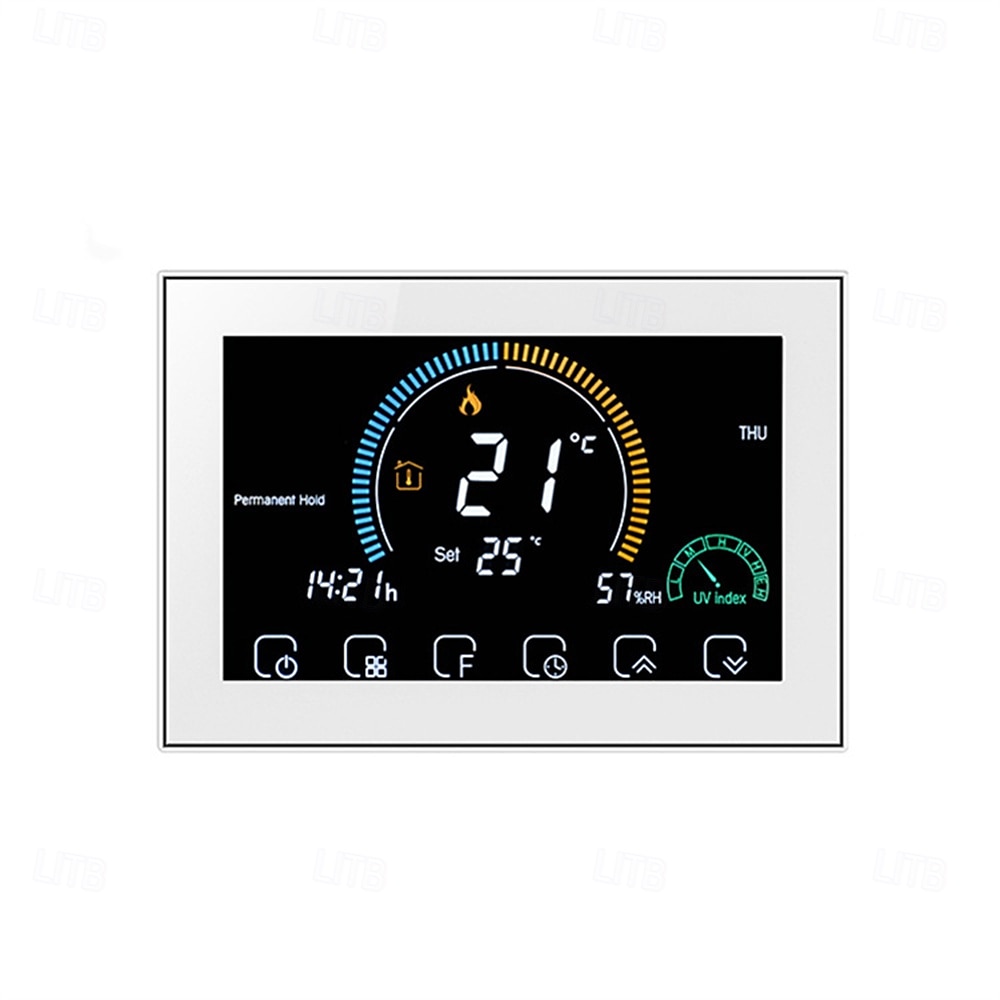 Termostato programable para controlar el calentamiento de agua, hogar inteligente, pantalla LCD negativa, termostato de ambiente redondo con wifi 2025 - $103.99 –P8