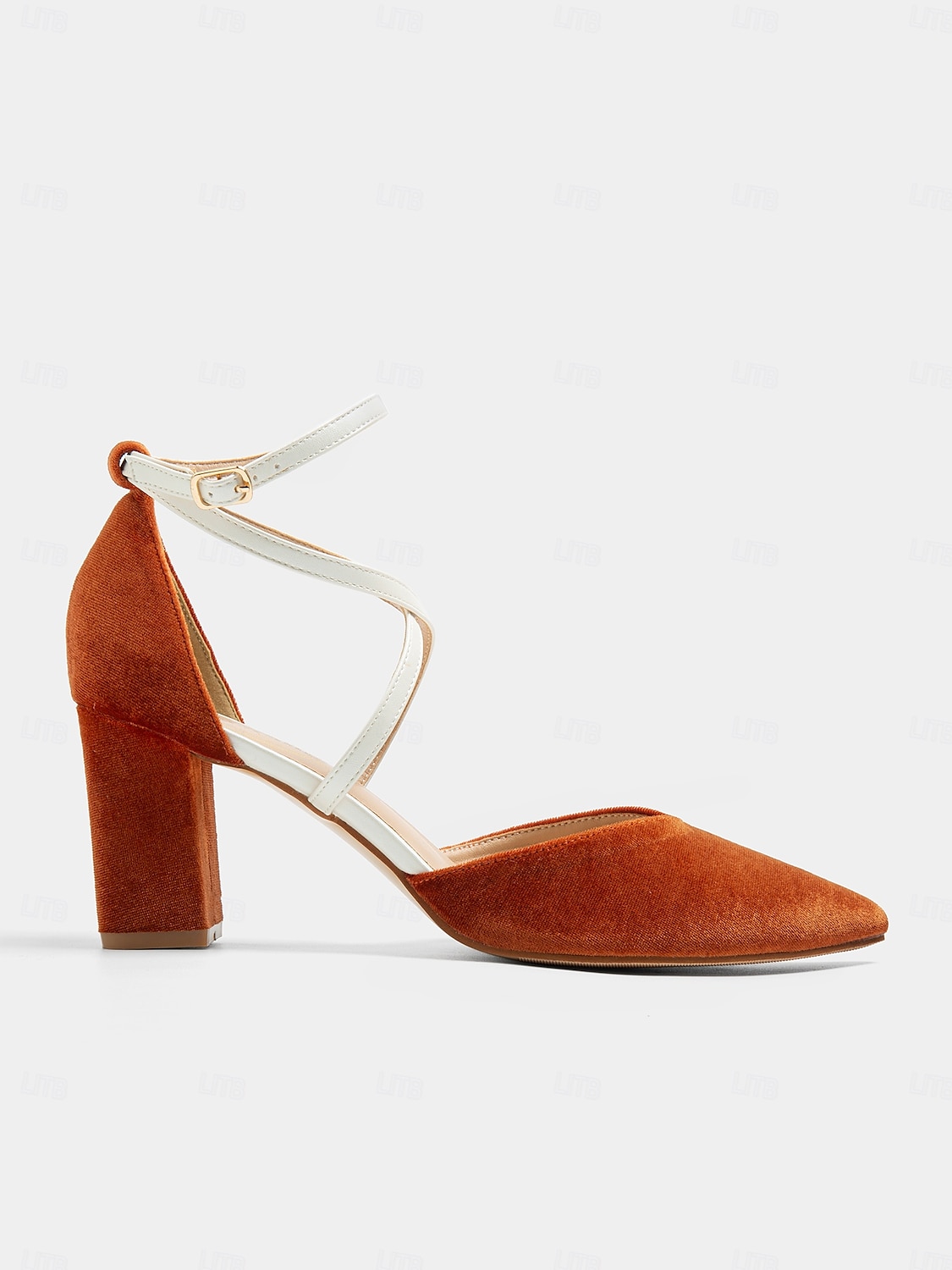 schicke zweifarbige Damen-Pumps mit Fesselriemchen - elegantes Wildleder-Finish in gebranntem Orange und Creme, perfekt fürs Büro und Abend-Outfit 2025 - $54.99 –P2
