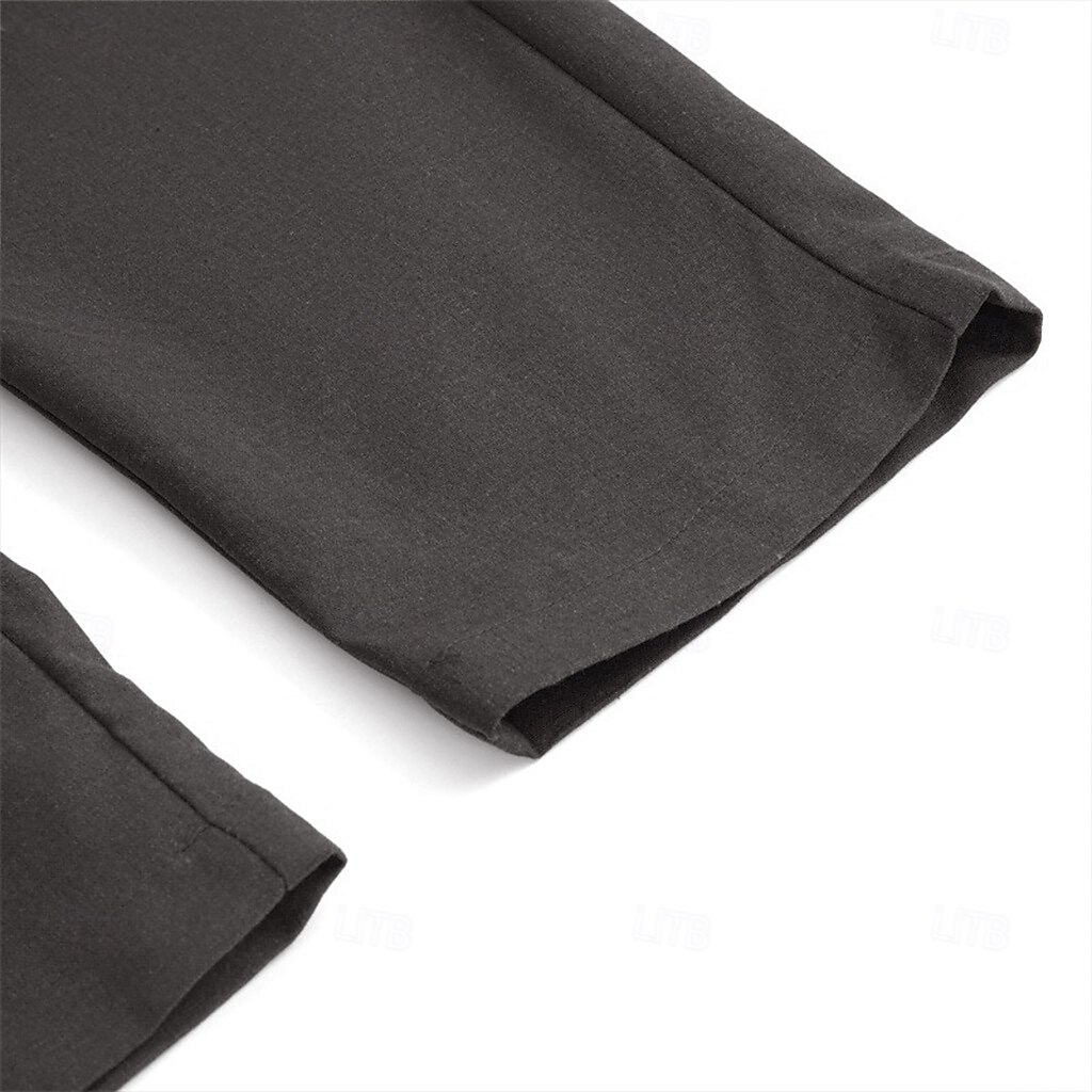 2025年 男性用 リネンパンツ ズボン スーツ サマーパンツ ビーチパンツ フロントポケット まっすぐな足 平織り 履き心地よい 高通気性 全長 フォーマル ビジネス 祝日 ファッション ベーシック ブラック ホワイト 伸縮性なし  コレクション – $27.99 –P15