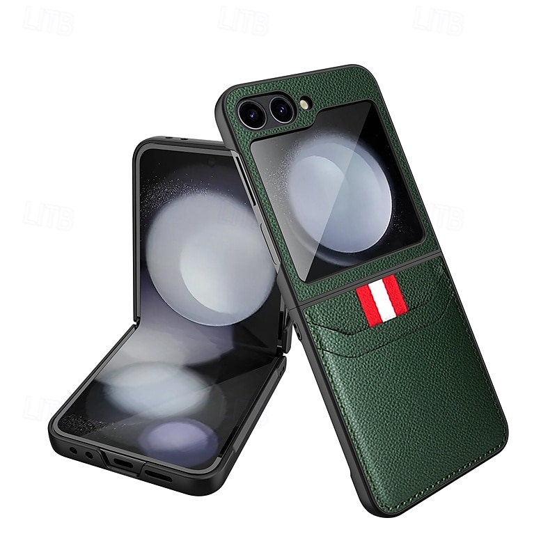 telefono Custodia Per Samsung Galaxy Z Flip 6 Z Flip 5 Copertura Posteriore con Proteggi Schermo Slot per Carte Resistente agli urti Retrò PC Pelle PU del 2025 a $20.99 –P5