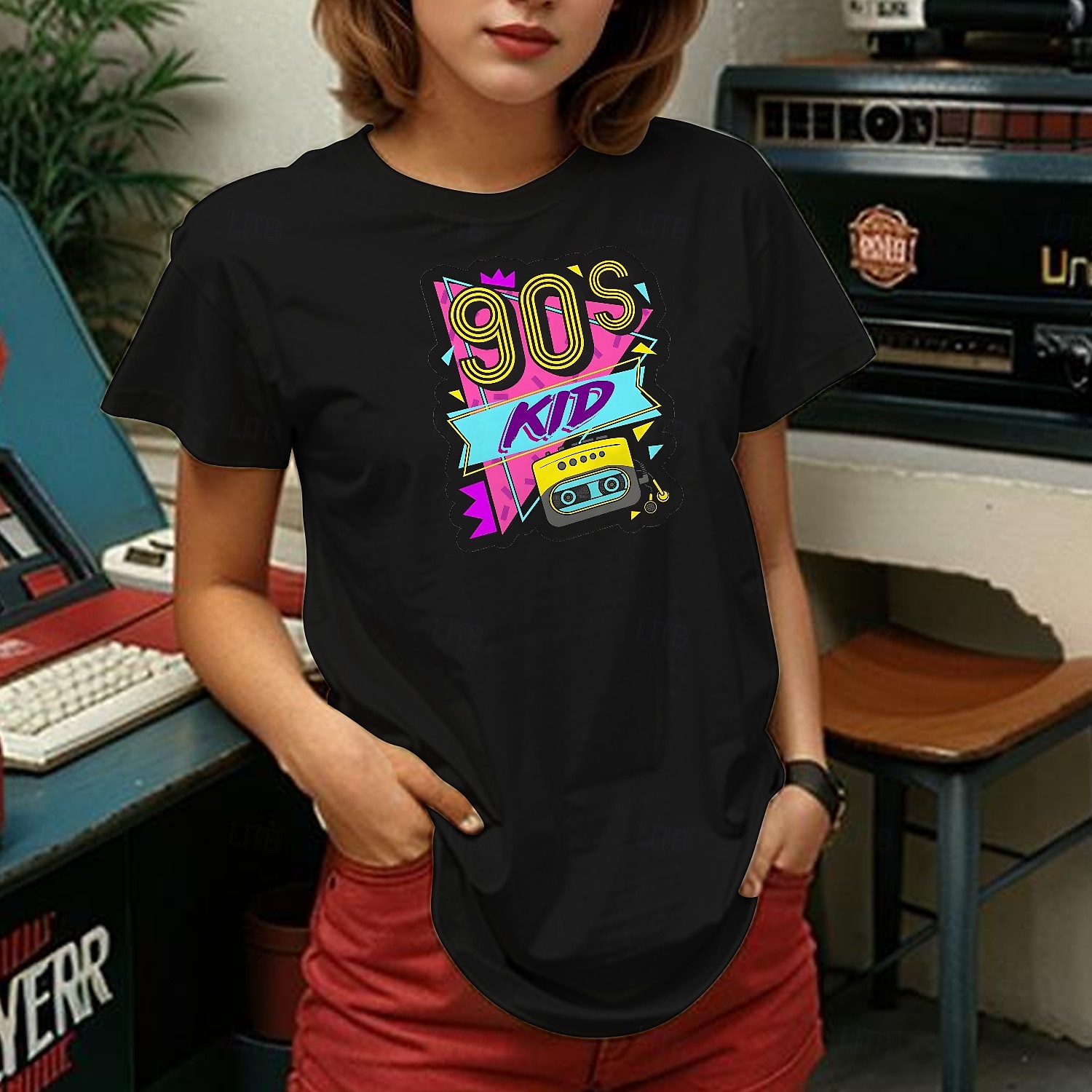 retro vintage tričko basic trička z 90. let pro dospělé dámské horké razítkové párty ležérní denní směs bavlny 2025 - $15.49 –P5