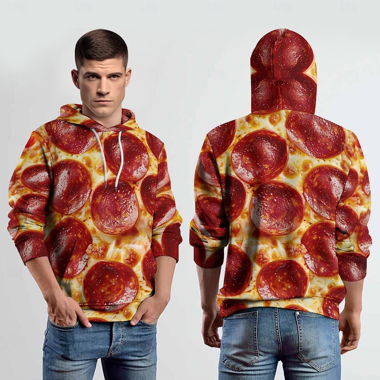 Pánské Kapuce Kapucky Mikina Módní Denní Dlouhý rukáv Kapuce Dovolená Streetwear Rubínově červená Potisk Zima Jaro & podzim Návrhář 2025 - $30.99 –P2