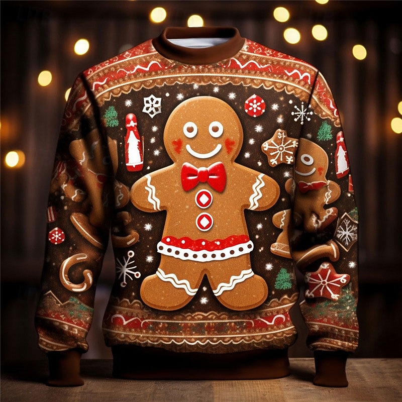 Hombre Graphic Feliz Navidad hombre de pan de jengibre Sudaderas Sudadera Sudadera con capucha Manga Larga Camisa de entrenamiento Cuello Barco Moda Diario Casual Impresión 3D Vacaciones Festivos 2025 - $30.99 –P1